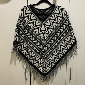Style & Co. Black and White Poncho